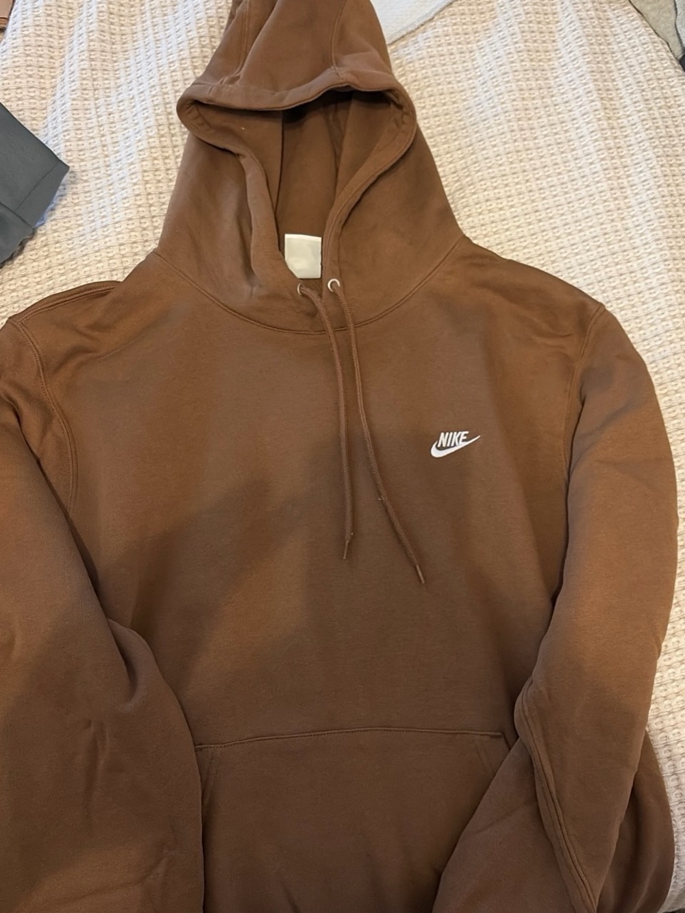 Nike Brown Pullover Hoodie with White Swoosh